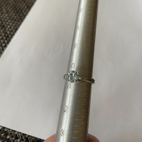 Faceted Aquamarine Gemstone Crystal Wrapped Ring Sterling 925 Silver 10.5 - Picture 3 of 13